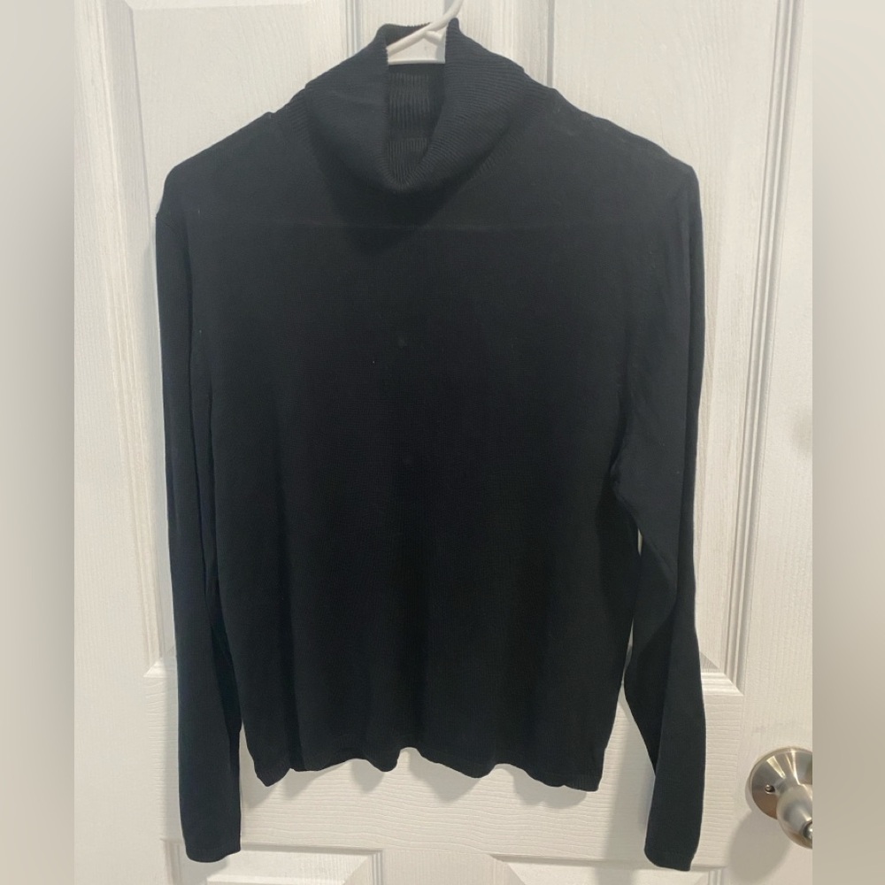 AUGUST SILK Turtle Neck Sweater 100% Silk Black Size Large
